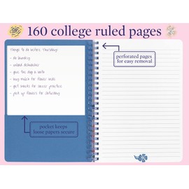 Steel Mill & Co Cute Mini Spiral Notebook, 8.25" x 6.25" Journal with Durable Hardcover and 160 Lined Pages, Mosaic Floral