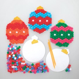 Baker Ross FC111 Christmas Bauble Pom Pom Art Kits - Pack of 5, Design Your Own Christmas Decorations, Pom Pom Decorations for Children to Make, Decorate and Display, Creative Activities for Kids