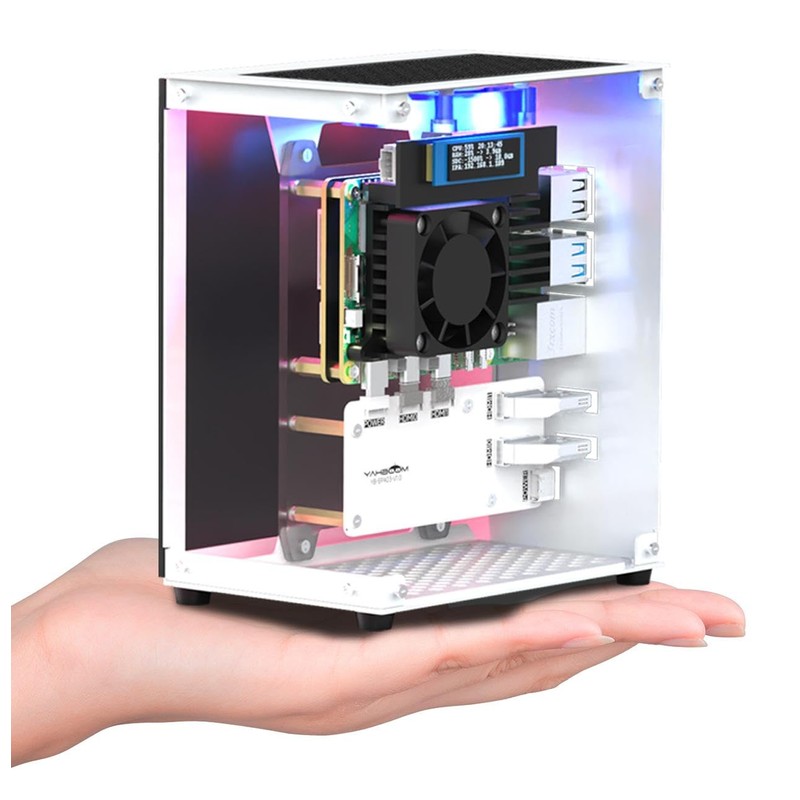 Yahboom RPi 5 Case,Micro Desktop Aluminum Case with Pi5 Active