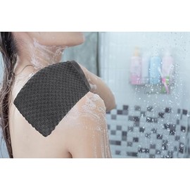 Cotton CRAFT - Guantes de baño exfoliantes, juego de 6 guantes de toalla de tela de gofre de spa europeo, 100% algodón, con lazo para colgar, agradable a la piel, grande, 5.5 x 10 pulgadas, color gris