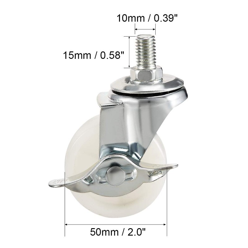 sourcing map 4 Pcs Swivel Castors 2 Inch Nylon M10