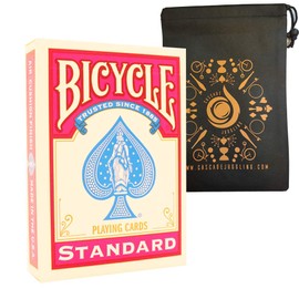 Coloured Bicycle Playing Cards - Classic Rider Back Design- Includes Cascade Card Bag (Pink)