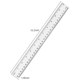 Unjoo Clear Plastic Ruler 12 Inch Straight Rulers, Shatterproof Ruler with Inches and Centimeters for School Classroom, Home, or Office (2pcs)