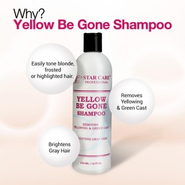 STAR CARE Yellow Be Gone Shampoo & Conditioner Set 4oz Each Clarifying Toning Duo for Blonde Gray Bleached Highlighted Hair Neutralizes Brass Restores Shine Hydrates Maintains Cool Tones 4oz/118ml