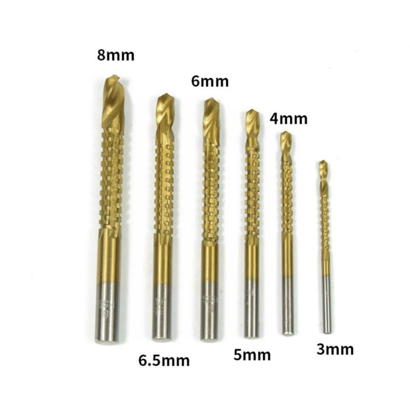 TEHAUX HSS Titanium Coated Drill Bits 6 Piece Set 3mm-8mm
