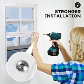 NOTASA Shed Windows 2 Pack, Chicken Coop Windows 12" x 18" with Tempered Glass and Fiberglass Screen, Flush Mounted Small Window for Shed, Barns, Playhouse, Household, Garage (White)