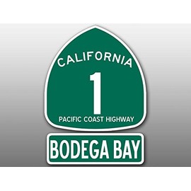 PCH 1 and BODEGA BAY Sign Shaped Sticker (highway ca rv beach road historic drive coast california vinyl decal for car window or laptop (3 x 4 inch)