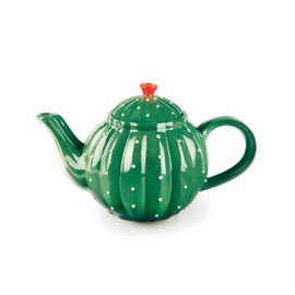 Excelsa Cactus Ceramic Teapot, 650 ml, Dark Green