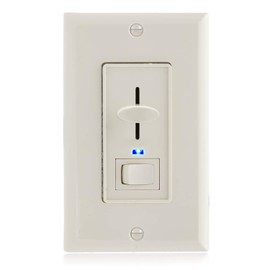 Maxxima Dimmer Electrical Light Switch - Featuring Blue Indicator Light, LED Compatible, 3-Way/Single Pole Use, 600 Watt Max, Dimmable Lamp and Lighting Control, Wall Plate Included - Almond