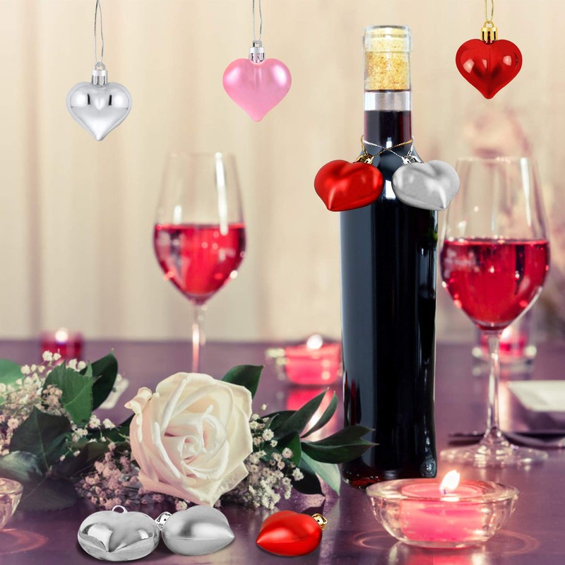 72Pcs Valentines Heart Shaped Ornaments- Valentines Heart Decorations