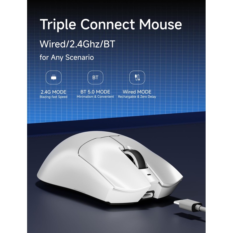 EWEADN S9 Pro Wireless Gaming Mouse, 59G Ergonomic Computer Mouse,