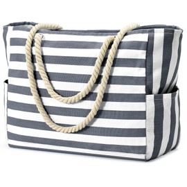 Becokan Beach Bags for Women Large Canvas Beach Tote Bag Beach Bags Waterproof Swim Pool Bag Beach Travel Essentials