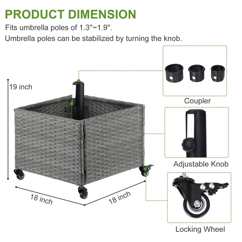 LEWIS&WAYNE Outdoor Umbrella Base with Fillable Planter Box Heavy Duty