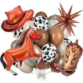 Pack of 22 Western Party Balloons, Cowboy Balloons Set with Latex Balloons, Cowboy Boots, Hat, Balloons, Star Balloons, Horses, Rodeo Balloons for Western Cowboy Theme Party, Birthday Party