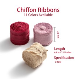 Chiffon Ribbon White 25 mm x 6.4 m MORSUNBELA Gift Ribbon Decorative Ribbon Gift Ribbon Decoration Fabric Ribbon for Wedding Party Mother's Day Birthday Gifts - 3 Rolls