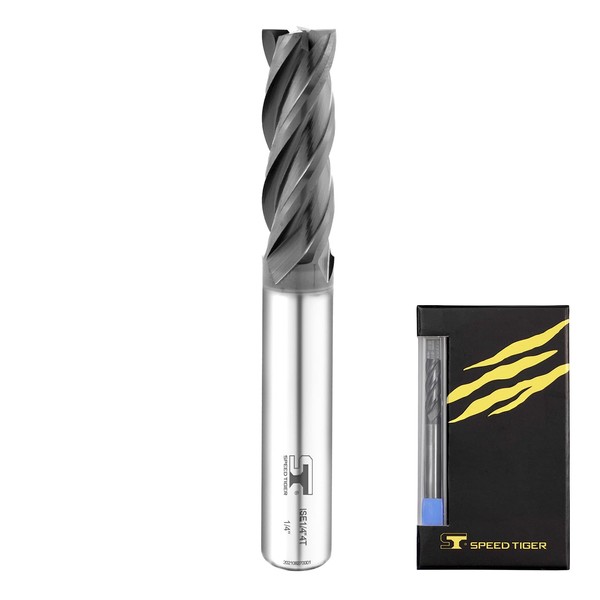 SPEED TIGER Micrograin Carbide Square End Mill - 4 Flute - ISE3/8"4T (5 Pieces, 3/8") - for Milling Alloy Steels, Hardened Steel, Metal & More – Mill Bits Sets for DIYers & Professionals