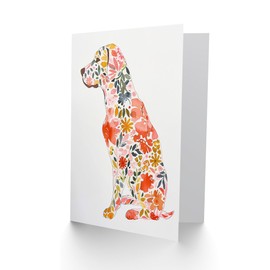Artery8 Greeting Card Labrador Dog Lover Bright Floral Pattern Portrait For Her Woman Birthday Card