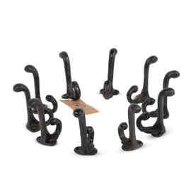 Rustic State Clark Wall Mount Cast Iron Hooks Coat Towel Bag Hat Hanger Multiuse Entryway Railroad Spike Rack Black Set of 10