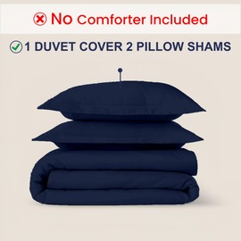 Kotton Culture 3 Pc Twin Size Duvet Cover Set- 100% Egyptian Cotton Sateen 600 Thread Count Ultra Soft Premium Durable Comforter Cover Zipper Closure & Corner Ties (Navy Blue, Twin/Twin XL 68" X 90")