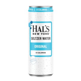 Hal’s New York Seltzer Sparkling Water, Zero Calories, Sugar-Free, Naturally Flavored, 12 Fl Oz Slim Cans (Pack of 24, Original)