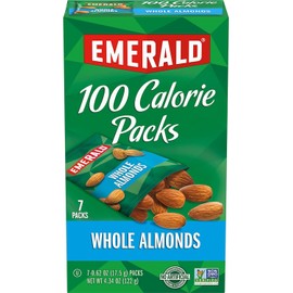 Emerald Nuts Whole Almonds, 100-Calorie Individual Packs 7CT, 4.34 Oz (Pack of 2)