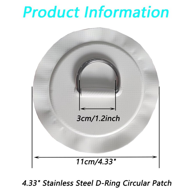 TONLOOEEL 6 Pack 4.33"/11cm Stainless Steel D-Ring Circular Patch for