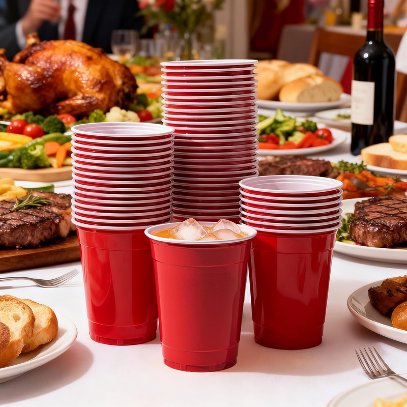 Buy & Delight Red Disposable Plastic Cups, 12 oz (350ml),