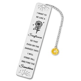 Sunflower Gifts for Women Girls, Kaluofan Inspirational Bookmarks with Sunflower Chain, Book Markers for Reading, Back to School Coming of Age Gifts, Graduation Gifts, Christmas Stocking Stuffers