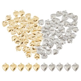 Hobbspring 100 Stück Edelstahl Liebesanhänger Bauschige Kleine Herzanhänger Vergoldet Und Edelstahlfarbe Liebesanhänger Für Die Herstellung von Schmuck Halsketten Armbändern Und Ohrringen