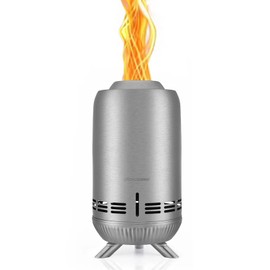 EchoSmile 12 x 7 inch Smokeless Tabletop Fire Pit with Stand, Stainless Steel Portable Fire Pit for Outside Camping, Patio, Camping Stove Fueled by Pellets or Wood Burning, Sliver