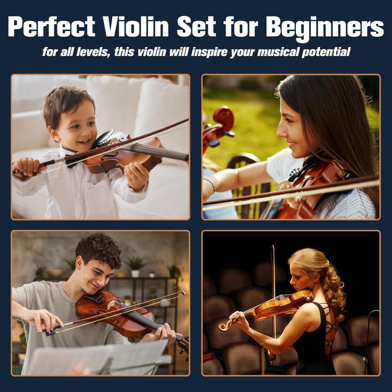 Mendini by Cecilio Violin 4/4 Full Size Kit For Beginners