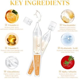THESKCARE Sérum Facial Con Vitamina C, Ácido Hialurónico, Glutatión, Vitamina E Y Niacinamida. Sérum Facial Antiedad Para Arrugas Y Manchas Oscuras.