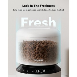 PETLIBRO Automatic Cat Feeder, Automatic Pet Food Dispenser with Freshness Preservation, Timed Dog Feeders for Dry Food, Up to 50 Portions 6 Meals Per Day, Granary White