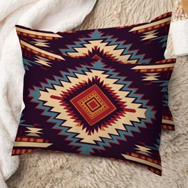 PrintingCo African Ethnic Geometric Throw Pillow Case Set of 2 Chinoiserie Rectangle Lumbar Pillow Case 20x26in Decorative Pillow Home Cotton Linen Retro Rustic Pillow Cover for Home Bedroom Bed