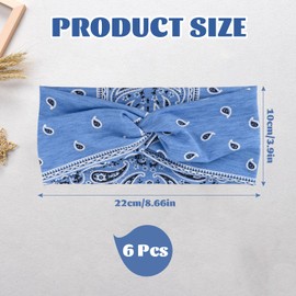 ELNX 6 Pcs Hair Bands for Women, Wide Headbands for Women Bandana Headband Boho Knotted Head Bands for Adult Wide Hair Band Scarfs Hair Bandanas for Women Yoga Sport (Set A)