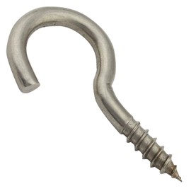 SC-Normteile SC9080 Screw Hooks with Wooden Thread – 4.4 x 50 mm – Pack of 5 – Wall Hooks | Clothes Line Hook | Curved | Rustproof - (Thread Length: 17 mm) - Made of A2 V2A Stainless Steel