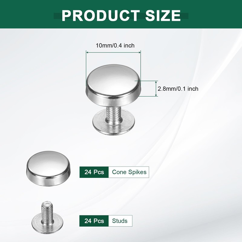 sourcing map 24 Pcs Flat Head Button Stud 10mm Screw