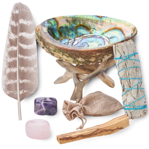Home Cleansing & Smudging Kit with White Sage, Palo Santo,