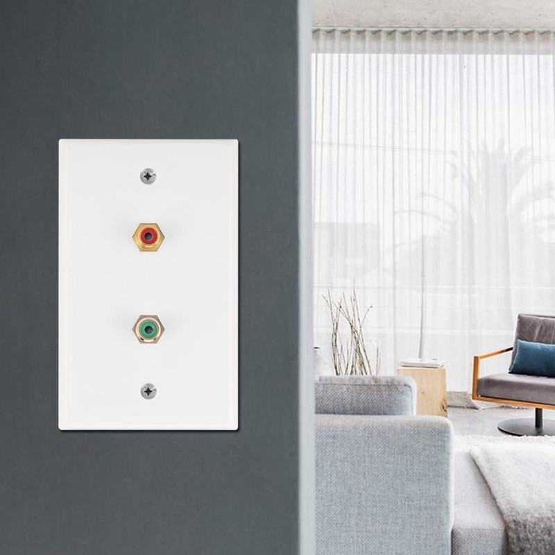 Dual RCA Connector Wall Plate RCA Insert with White Center