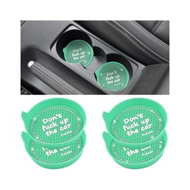 Mandark 4PCS Bling Car Cup Coaster, 2.75 Inch Anti-Slip Crystal Rhinestone Vehicle Cup Holder Insert Mat, Silicone Diamond Automotive Interior Drink Coasters Decor Accessories, Universal Fit (Green)