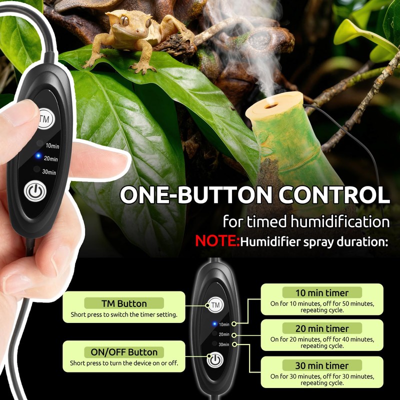 Reptile Humidifier Fogger, Bamboo Trunk Humidifier with Top Mist Outlet,