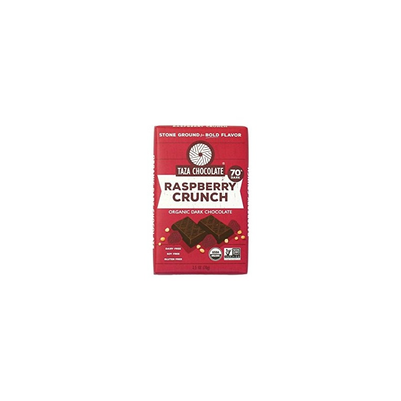 Taza Chocolate Organic Amaze Bar 60% Stone Ground, Raspberry Crunch,