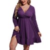 IN'VOLAND Plus Size Womens Glitter Dress V Neck Long Sleeve