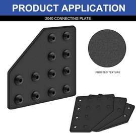 IMETRX 8pcs 2040 L Corner Bracket Joining Plate T Slotted Accessories 12-Hole 2040 Hardware Connector 2040 with T Nuts and Screws Black