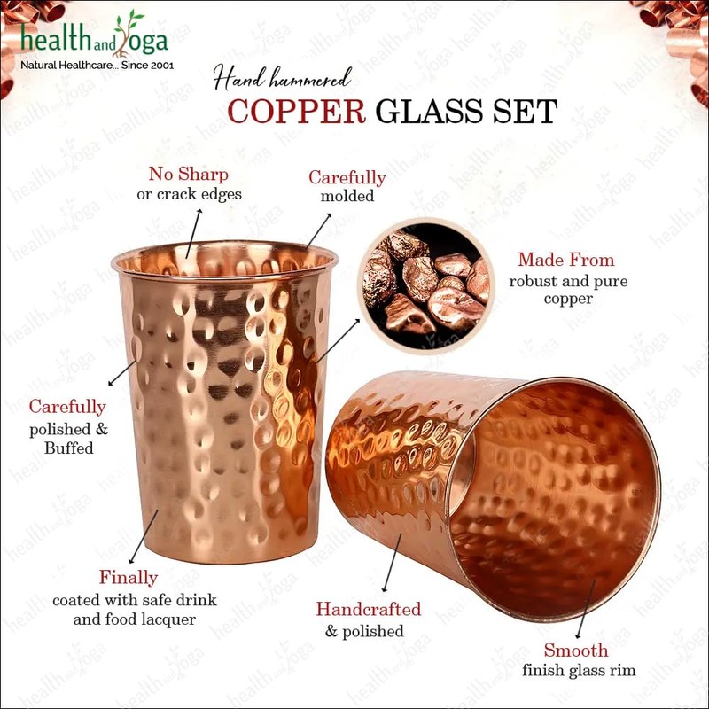 qCup Hand Hammered Copper Tumblers - Ayurvedic Health Pure Copper