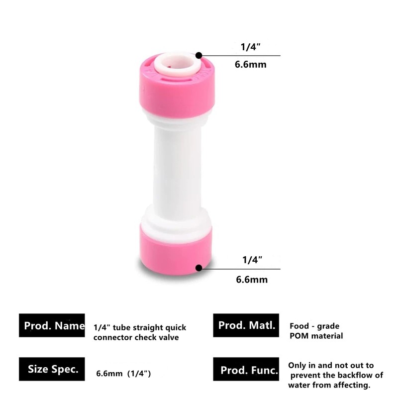 1/4 inch Quick Connect one Way Check Valve for RO