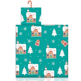 Gingerbread Man Wrapping Paper, 4 Sheets Gingerbread House Green Christmas Wrapping Papers, For Men Women Kids Boys Girls, Xmas Decorative Paper for Christmas, Birthday Party, Baby Shower