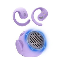Open Ear Headphones Bluetooth 5.4 Wireless Speaker with Light Music Box Small Portable Wireless Air Bone Conduction Headphones with Ear Hook Wireless On-Ear Headphones for Runners Cycling