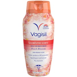 Vagisil Scentsitive Scents Plus Daily Feminine Intimate Vaginal Wash, Peach Blossom, 12 Fluid Ounce