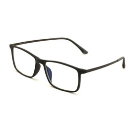 V.W.E. V.W.E. TR90 With Flexible Titanium B Temple Rectangle Reading Glasses - Blue AR Coating - Reduce fatigue, strain, & dry eye from computer usage. (Matte Black, 1.50)